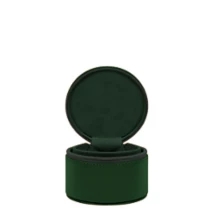 Jewelry Box Cylindrical Forest Green Leather-Like Round Travel Case
