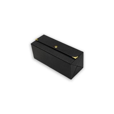 Jewelry Box Gold Corner Accents Pebbled Black Snap Closure Case