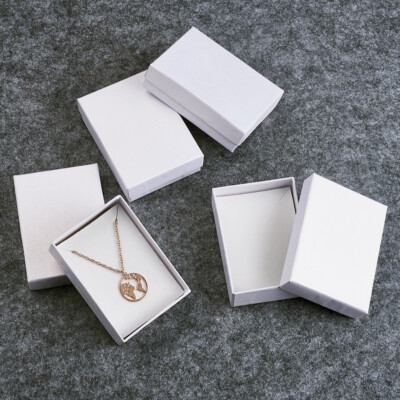 Jewelry Box Matte White Finish Foam Insert Minimalist Gift Boxes