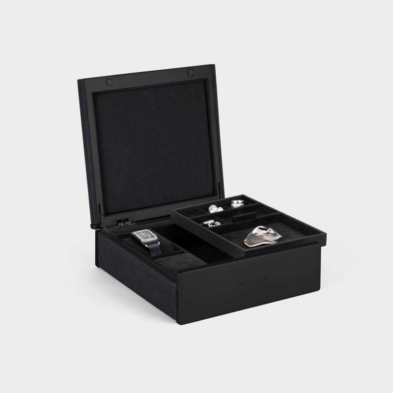 Jewelry Box Pebbled Texture Tiered Storage with Removable Tray