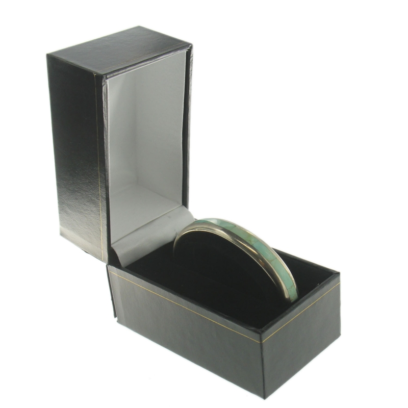 Jewelry Box White Lid Interior Gold Trim Bangle Bracelet Display Case