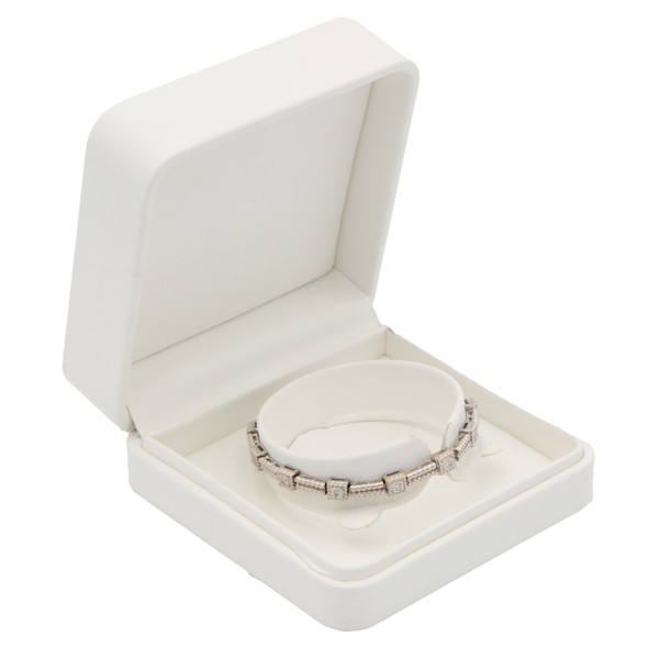 Jewelry Box White Square Hinged Watch Cuff Display