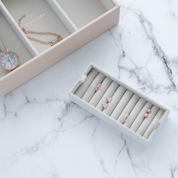 Jewelry Organizer Blush Grey Palette Modular Ring Roll Storage