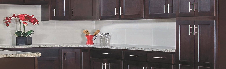Kitchen Cabinets: Dark Espresso Shaker Kitchen Cabinets with Bar Pulls
