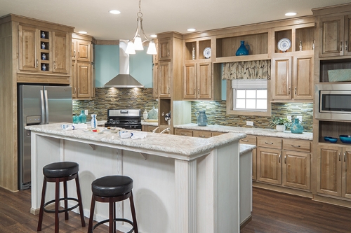 Kitchen Cabinets: Multi Level Kitchen Island and Raised Panel Cabinets