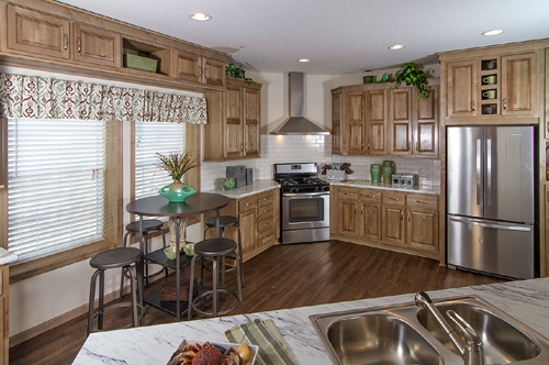 Kitchen Cabinets: Traditional Kitchen with Marble Island and Dining Nook