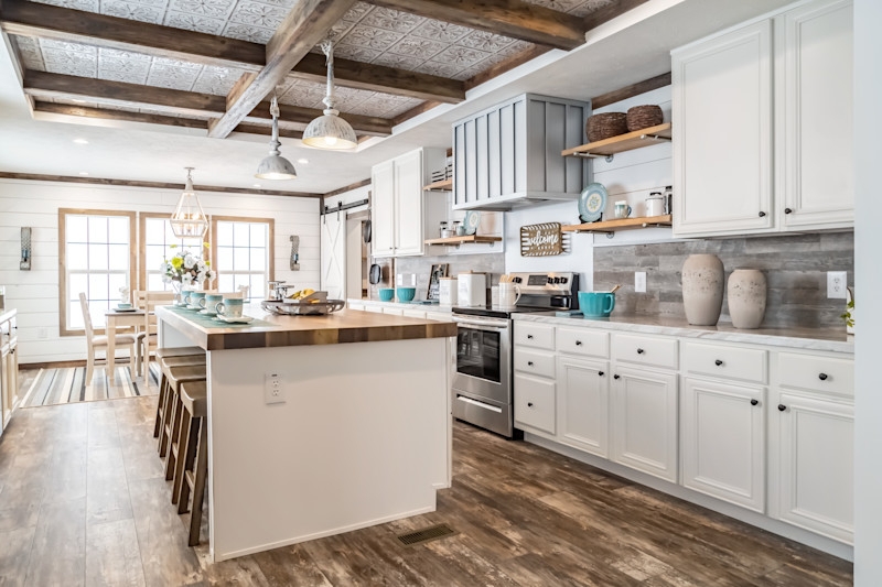 Kitchen Dining Room Textured Tin Ceiling Panel Butcher Block Island