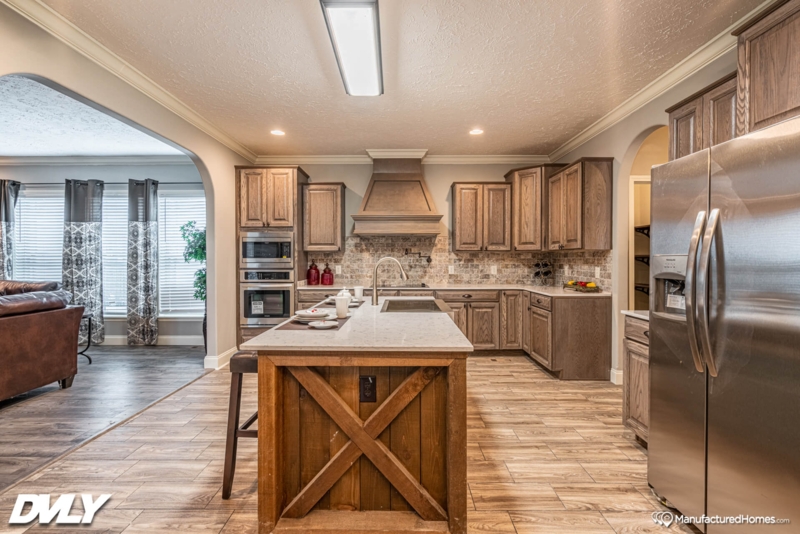 Kitchen Rustic Farmhouse with X-Brace Island and Warm Wood Cabinets