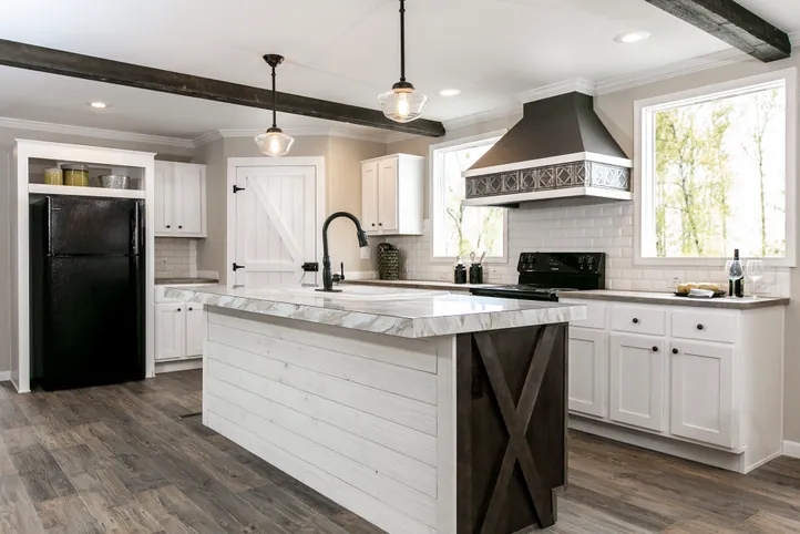 Kitchen X Brace Kitchen Island Design Dark Ceiling Beams Subway Tile