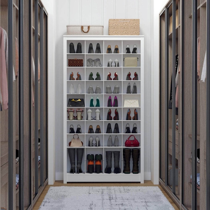 Large Shoe Cabinet Organizer with 40 Cubbies and Boot Storage Row