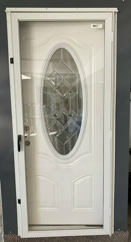 Leaded Oval Glass Entry Door with Full-View Storm Door