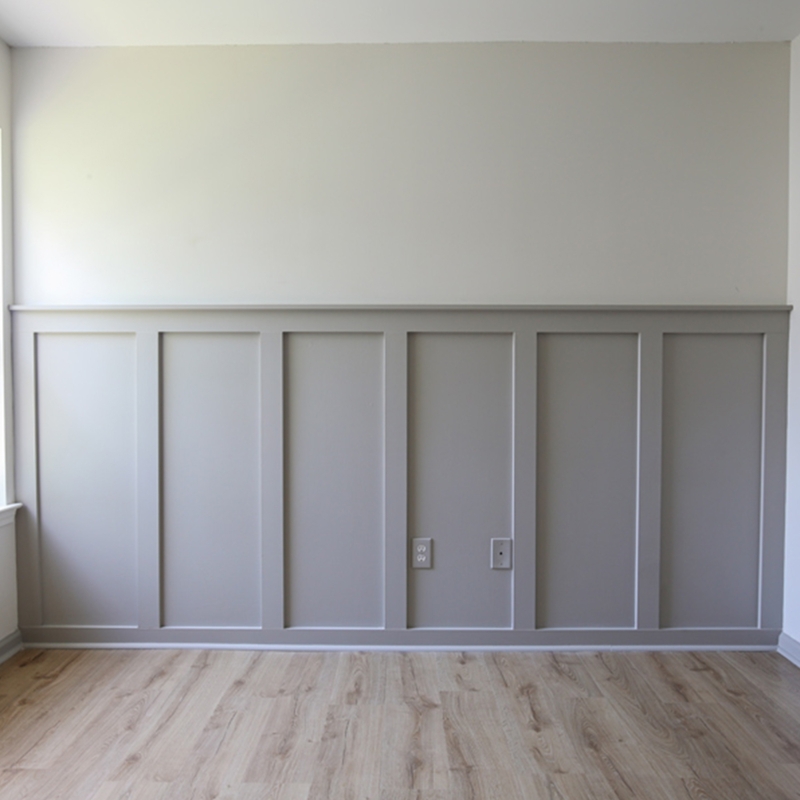 Light Grey Board and Batten Accent Wall with Horizontal Top Ledge
