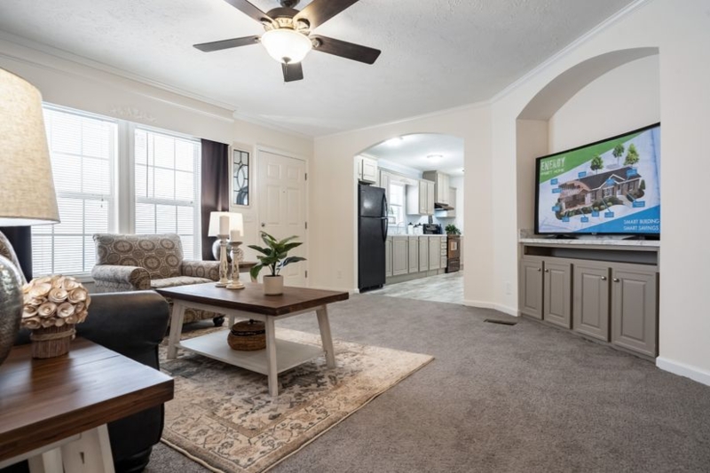 Living Room with Built-In Television Alcove Design and Media Center