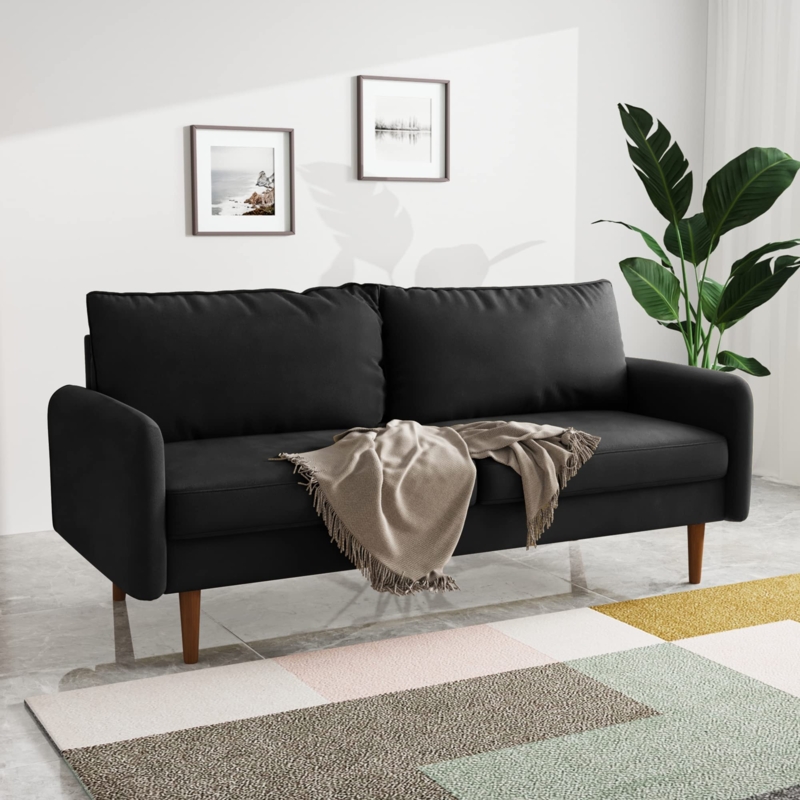 Loveseat Tapered Wood Legs Mid-Century Modern Compact Apartment Layout