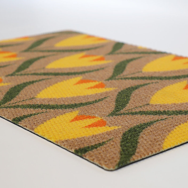 Low Profile Doormat Buttercup Pattern Botanical Print Spring Porch Mat