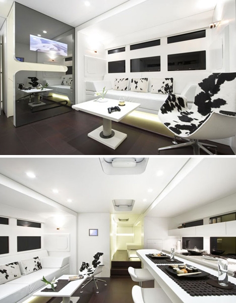 Luxury Mobile Home Interior Design with Cowhide Chair