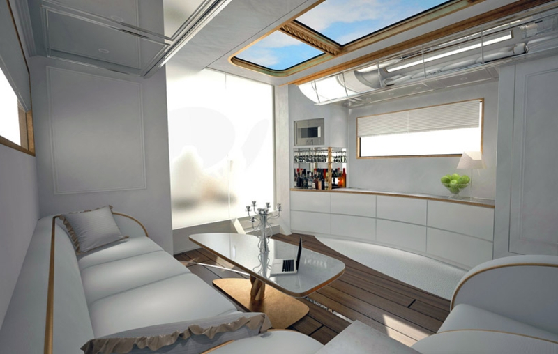 Luxury Mobile Home Interior Design with Integrated Skylight