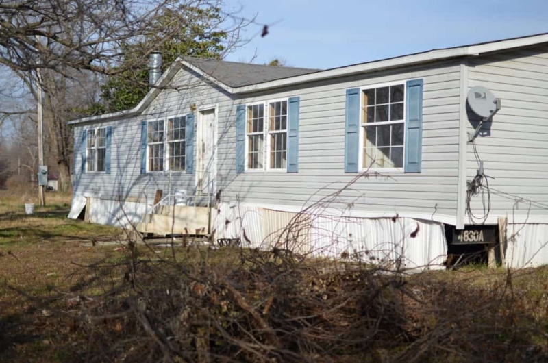 Manufactured Home Blue Shutters Double Wide Exterior Gray Siding