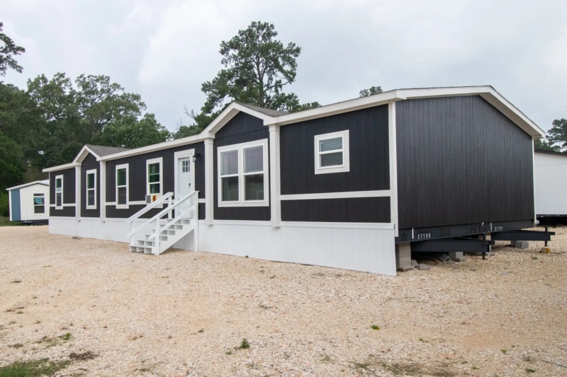 Manufactured Home Charcoal Vertical Siding White Skirting