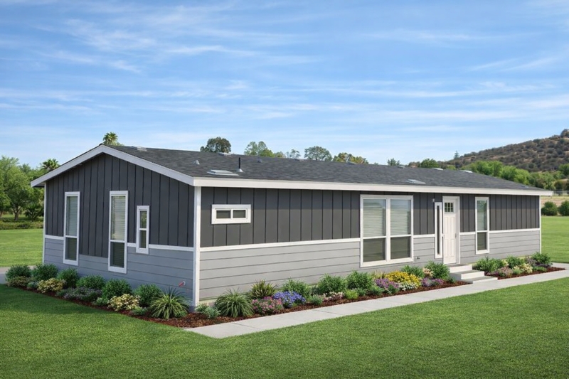 Manufactured Home Exterior: Modern Farmhouse with Dual Tone Siding