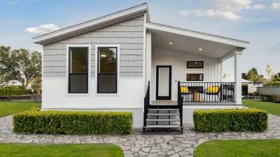 Manufactured Home Exterior: Shed Roof, Black Window Frames