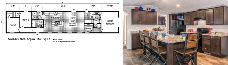 Manufactured Home Floor Plan Ideas featuring Dark Cabinetry Kitchen