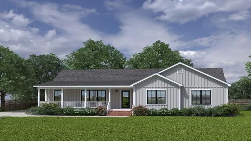 Manufactured Home Gray Vertical Siding with White Porch Railing