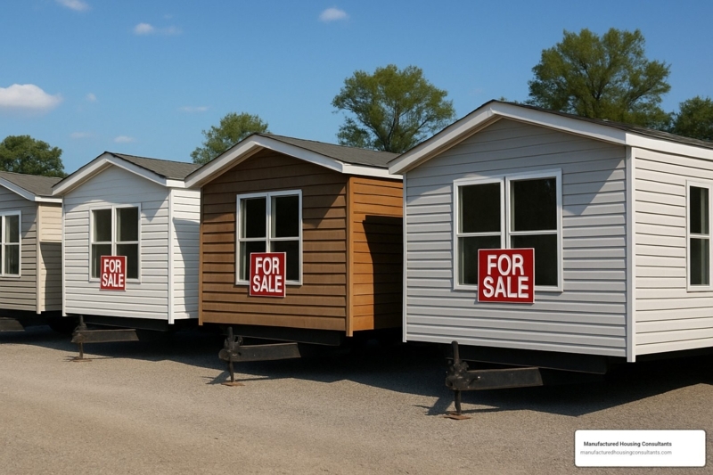 Manufactured Home Modular Design with Towing Hitches and Siding