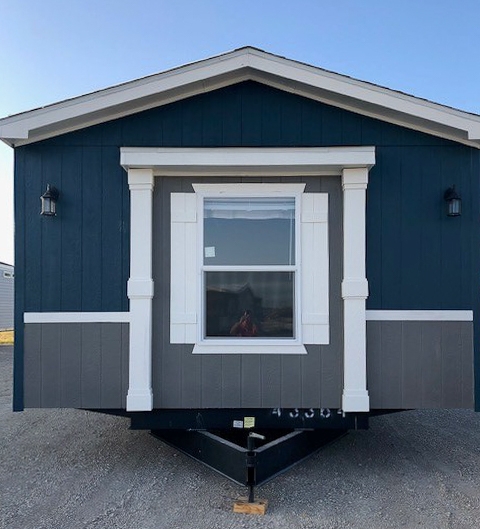 Manufactured Home Navy Grey Two Tone Siding Decorative Window Columns