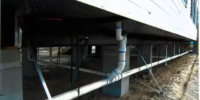 Manufactured Home Plumbing with PVC Drainage and Moisture Barrier
