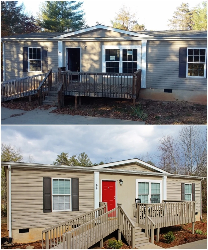 Manufactured Home Red Front Door With Accessibility Ramp