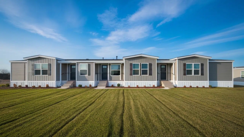 Manufactured Home Triple Gable Roofline with Multi-Section Layout