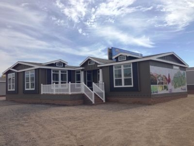 Manufactured Home Triple Wide with High Contrast White Trim