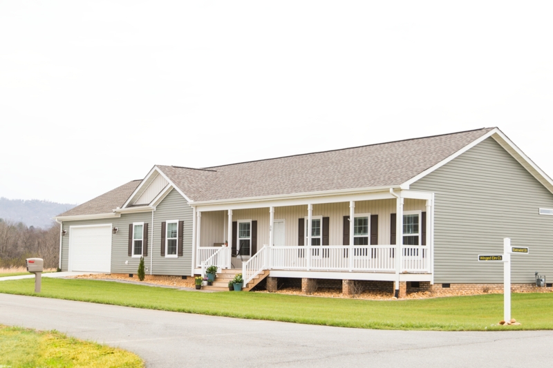 Manufactured Home with Deep Front Porch & Olive Green Siding