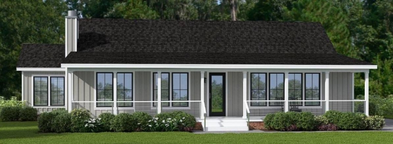 Manufactured Home with Modern Farmhouse Exterior & Full Length Porch
