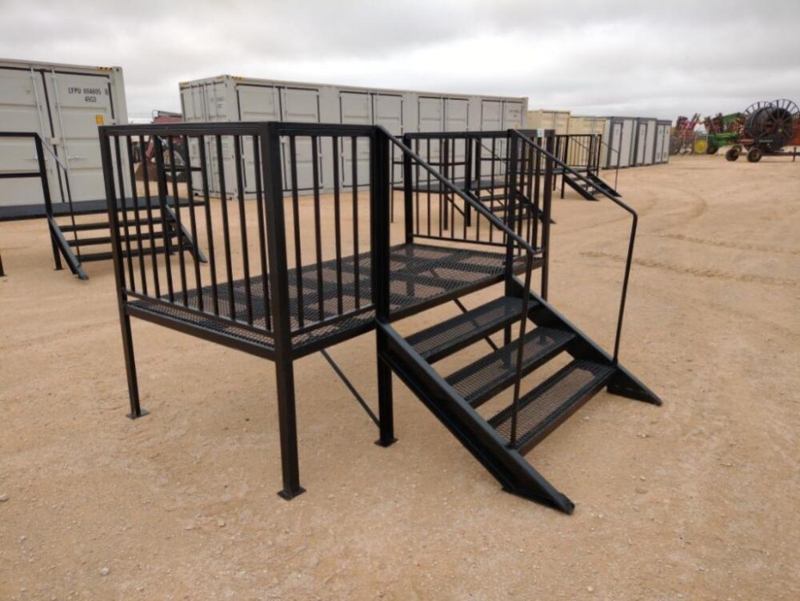 Metal Stairs Mesh Grating Platform Landing Matte Black Industrial
