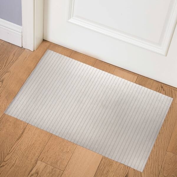 Minimalist Beige Doormat, Fine Pinstripe Low Profile