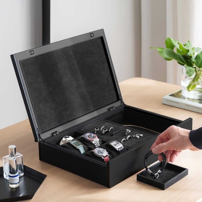 Minimalist Jewelry Box featuring All-Black Aesthetic