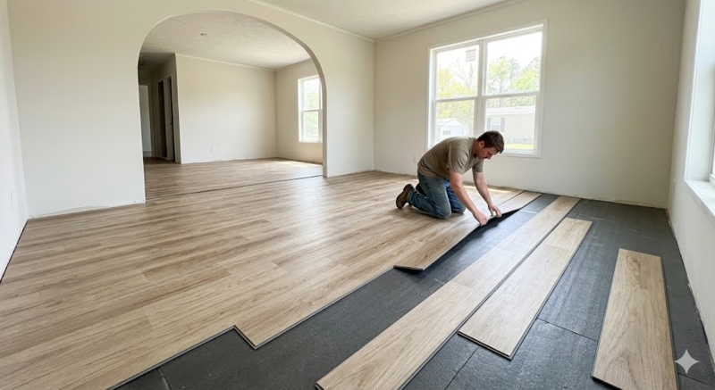 Minimalist Renovation: Arched Doorway and Light Oak Vinyl Plank Flooring