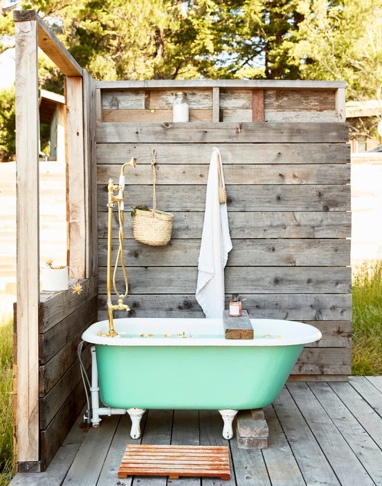 Mint Green Clawfoot Bathtub Retreat for Outdoor Spa Concepts