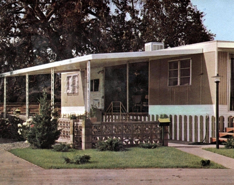 Mobile Home Breeze Block Wall Mid-Century Modern Patio Cover
