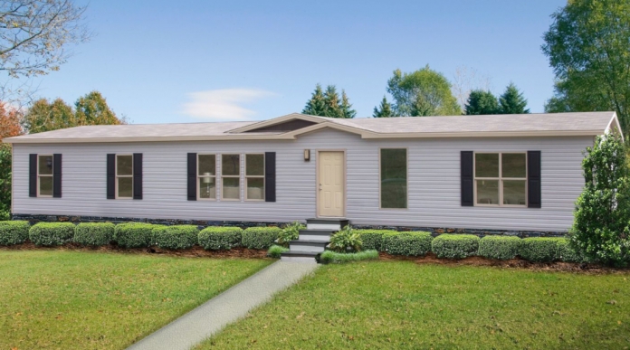 Mobile Home Curb Appeal: Gray Siding with Black Shutters