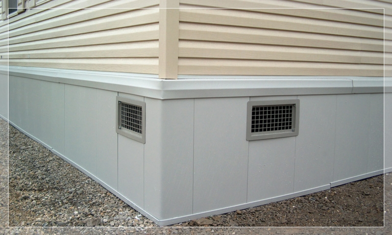 Mobile Home Skirting: Smooth Gray Vinyl Panels with Integrated Vents