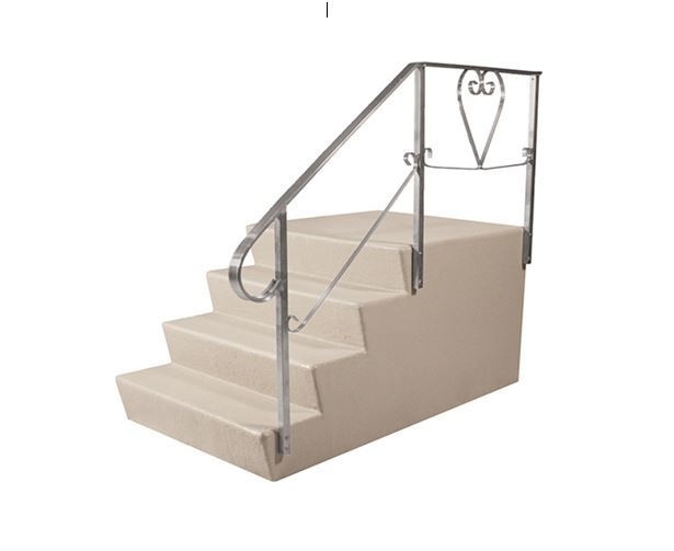 Mobile Home Steps with Heart Scrollwork, Cream Composite Finish.