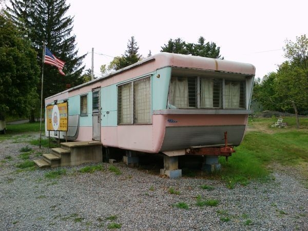 Mobile Home Vintage Pink Restoration Pastel Two-Tone Design