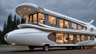 Mobile Home with Aerodynamic Shape and Multi-Level Design.