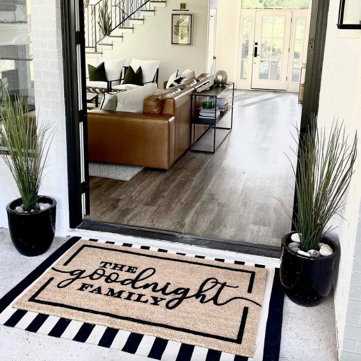 Modern Farmhouse Layered Rug, Striped Personalized