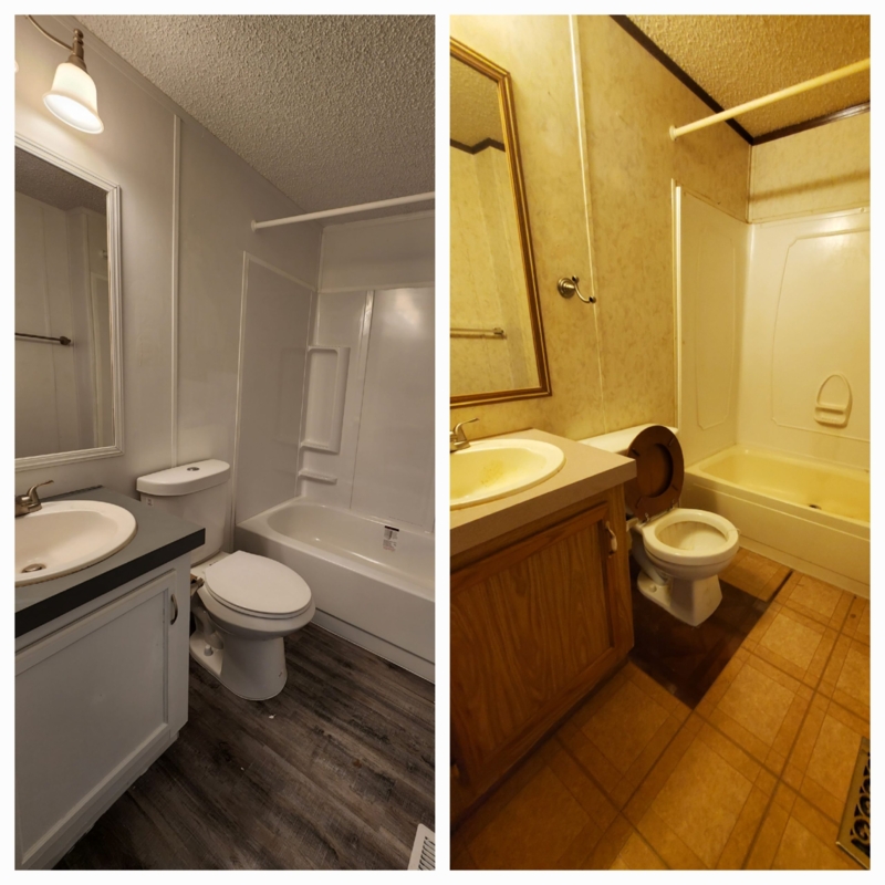 Modern Gray Bathroom Makeover Before And After Vinyl Plank