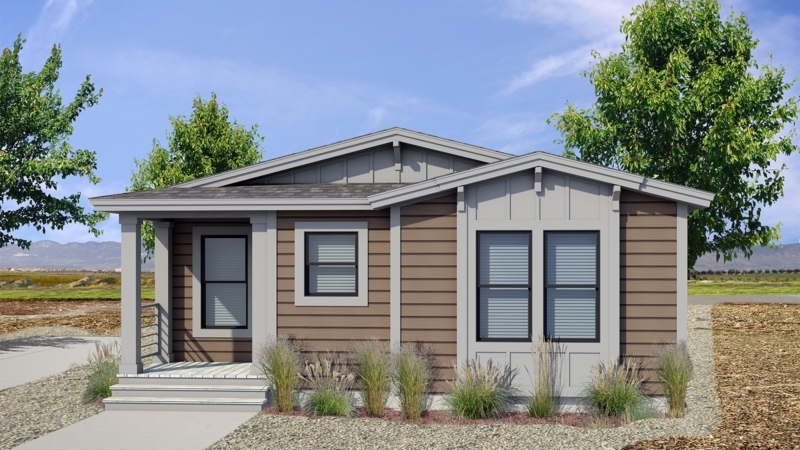 Modern Manufactured Home Exterior with Brown and Gray Siding Combination