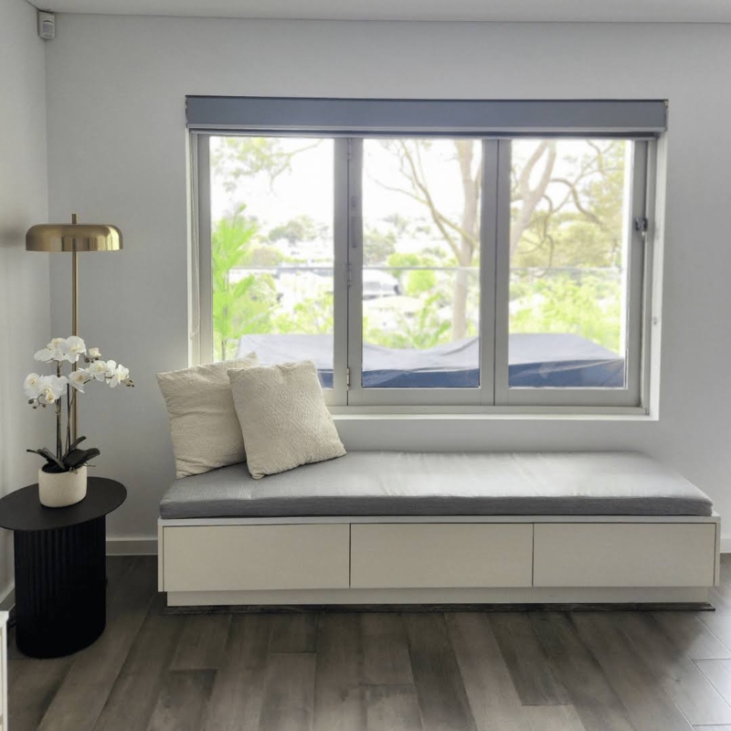 Modern Minimalist Bench Cushion in Custom Fit Grey